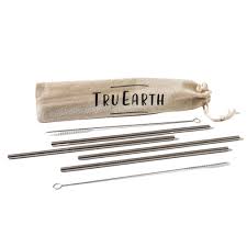 Tru Earth | Stainless Steel Straws - Set of 4 with 2 Brush Cleaners